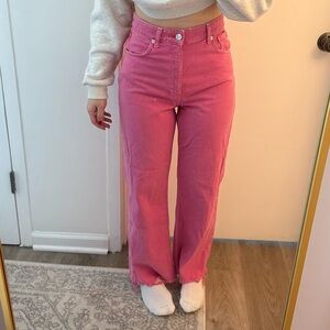 Pink Zara wide leg jeans 6